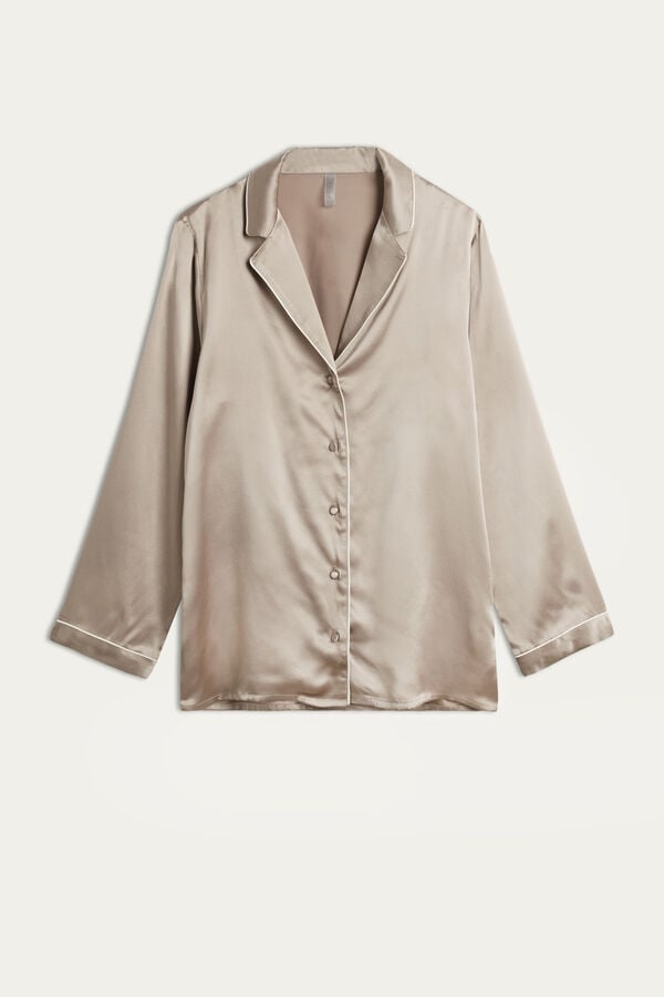 Intimssimi Mannish-Cut Jacket in Silk Satin Natural | PSGER25336