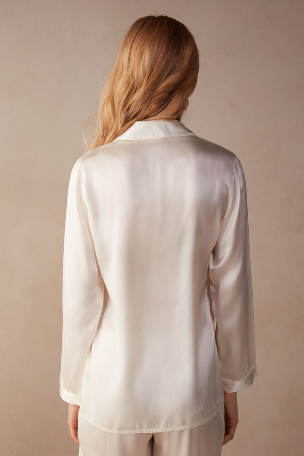 Intimssimi Mannish-Cut Jacket in Silk Satin White | SGJVR68948