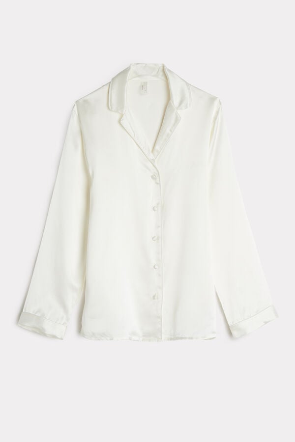 Intimssimi Mannish-Cut Jacket in Silk Satin White | SGJVR68948