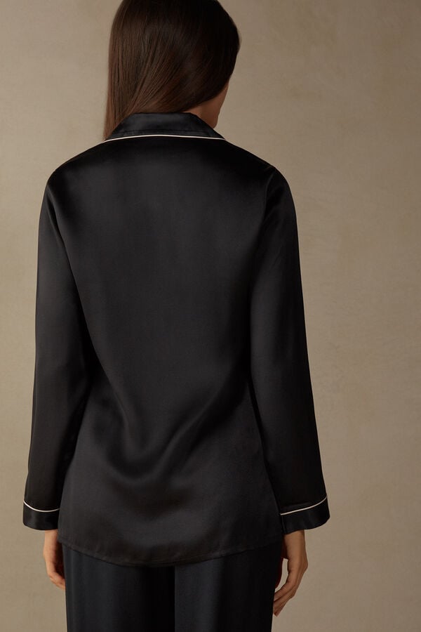 Intimssimi Mannish-Cut Jacket in Silk Satin Black | SGJZR63558