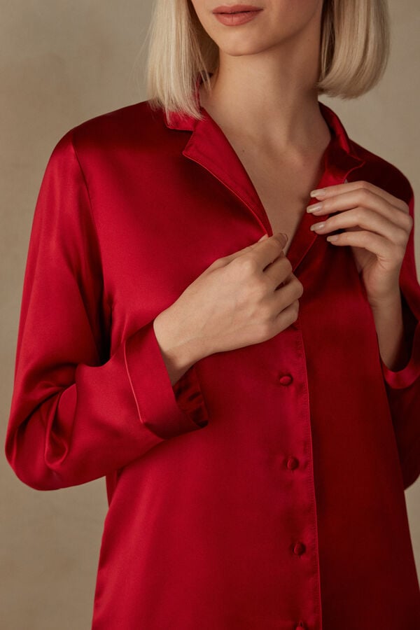 Intimssimi Mannish-Cut Jacket in Silk Satin Red | YSGVQ40913