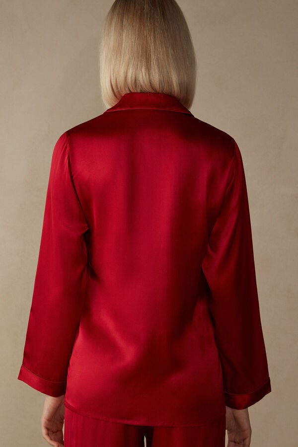 Intimssimi Mannish-Cut Jacket in Silk Satin Red | YSGVQ40913