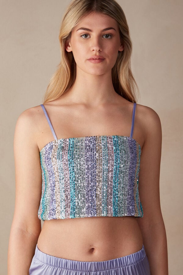 Intimssimi Miami Nights Sequin Crop Top Blue | SGJZR67037