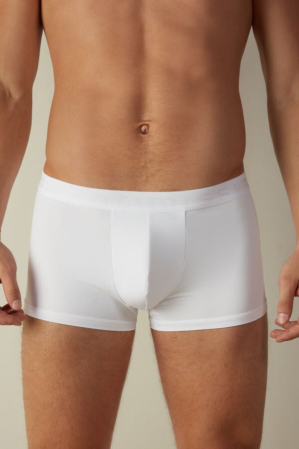 Intimssimi Microfiber Logo Boxer Shorts White | SGNEJ25559