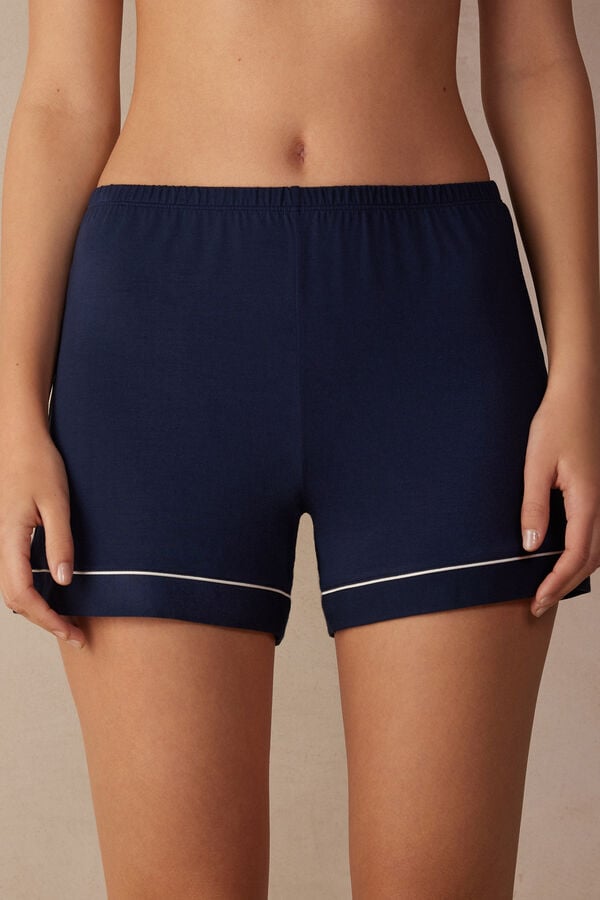 Intimssimi Modal Shorts with Contrast Trim Blue | FSGUI15809