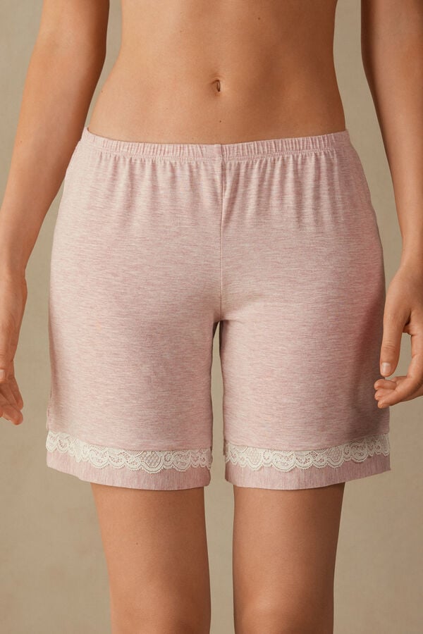 Intimssimi Modal Shorts with Lace Details Pale Pink | MSGHR41925