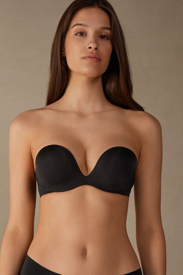 Intimssimi Monica Bandeau Bra in Ultralight Microfiber Black | YSGVQ98090