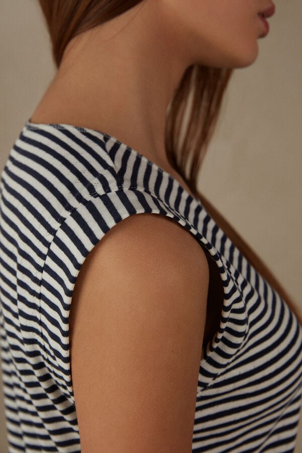 Intimssimi My Comfort Zone Sleeveless Top in Perforated Cotton Stripes | GSGUC22755