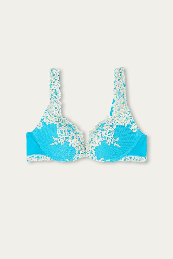 Intimssimi Pretty Flowers Gioia Super Push-up Bra Blue | BSGSD97540