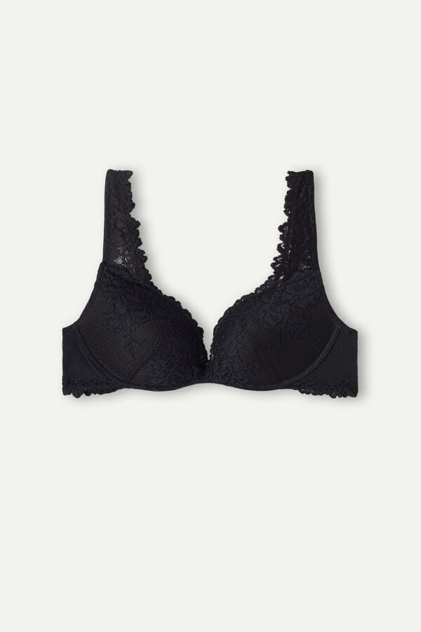 Intimssimi Pretty Flowers Gioia Super Push-up Bra Black | LSGSX42705