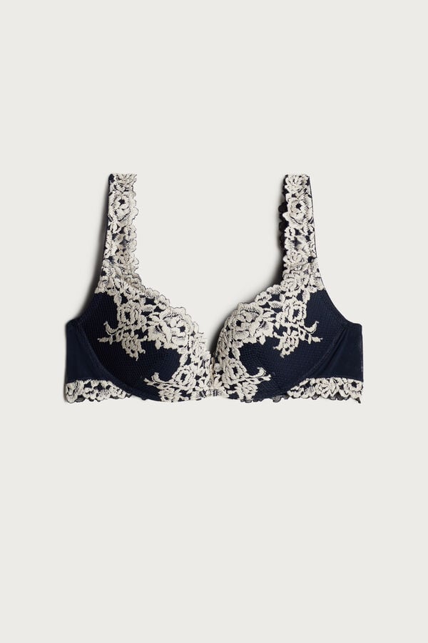 Intimssimi Pretty Flowers Gioia Super Push-up Bra Blue | MSGFT53172