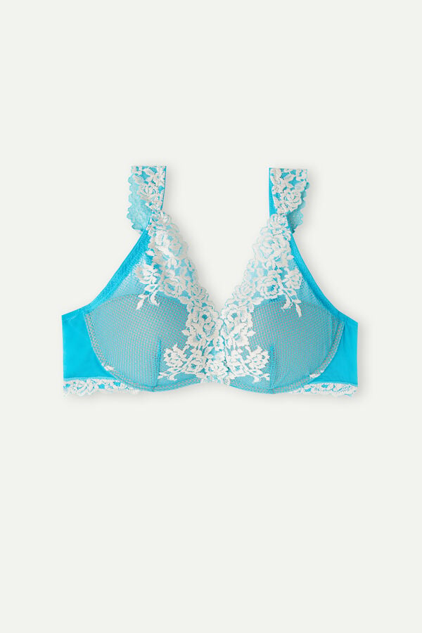 Intimssimi Pretty Flowers Giorgia Balconette Bra Blue | LSGSX77580