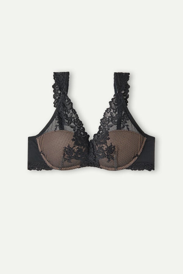 Intimssimi Pretty Flowers Giorgia Balconette Bra Black | USGND27904