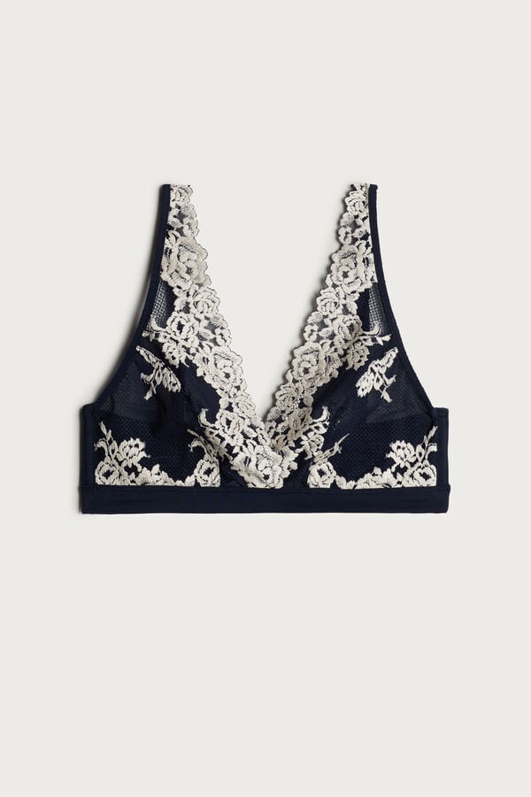 Intimssimi Pretty Flowers Lara Triangle Bra Blue | PSGER81022