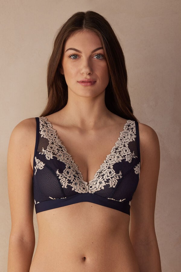 Intimssimi Pretty Flowers Lara Triangle Bra Blue | PSGER81022