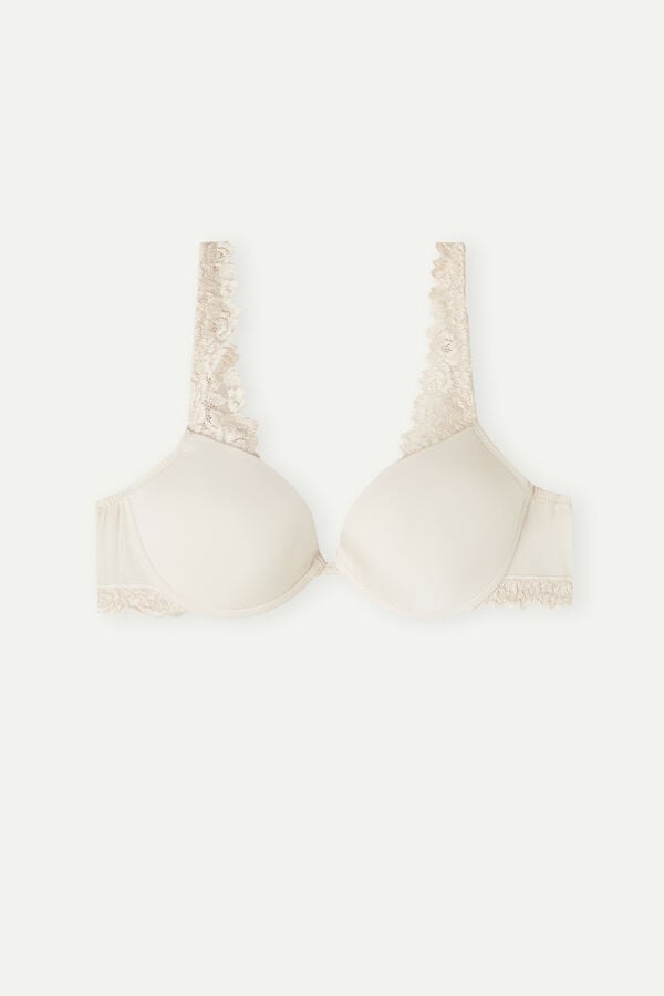 Intimssimi Pretty Flowers Microfiber Bellissima Push-up Bra Natural | SGZDE71854