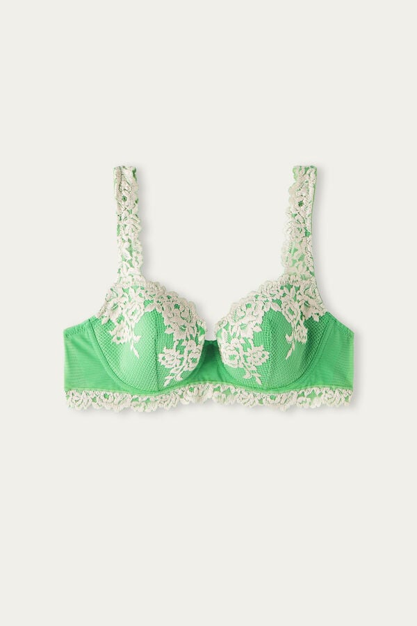 Intimssimi Pretty Flowers Sofia Balconette Bra Green | ASGDF48028