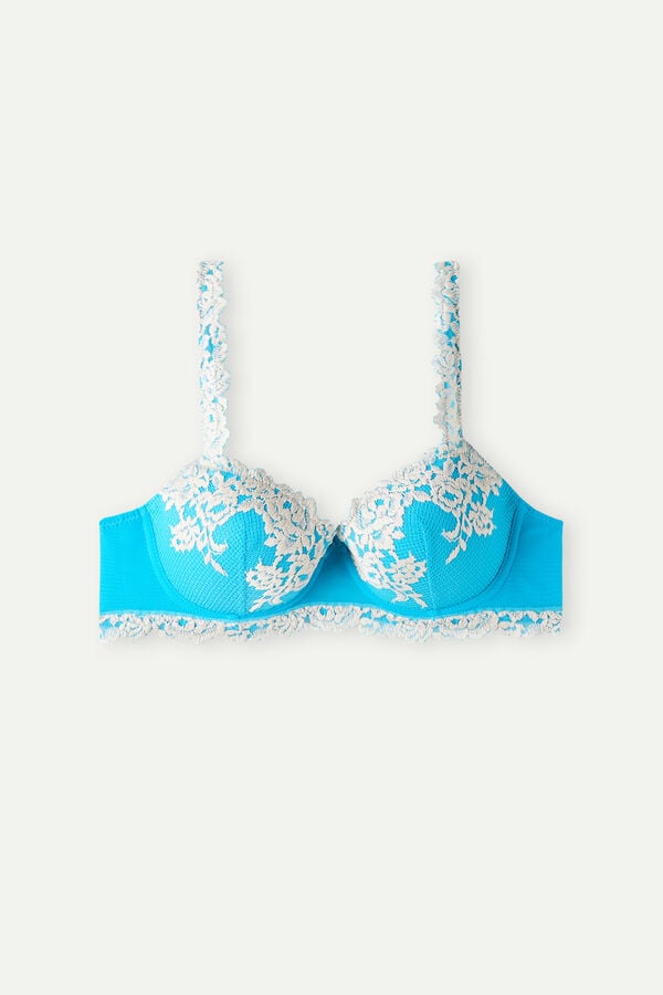 Intimssimi Pretty Flowers Sofia Balconette Bra Blue | SGJKU83538