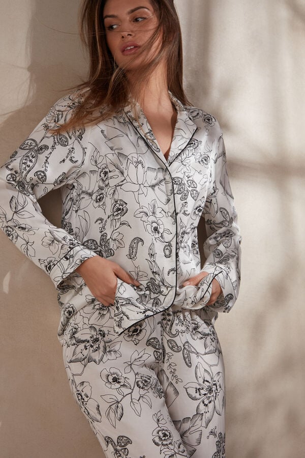 Intimssimi Pure Joy Long Sleeve Top in Satin Print | SGCVG73854