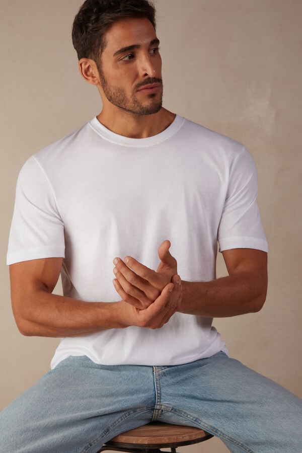 Intimssimi Regular Fit T-Shirt in Extrafine Supima® Cotton White | GSGEC37369