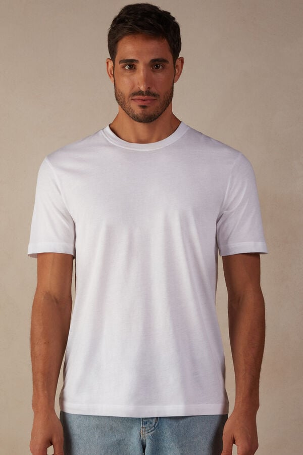 Intimssimi Regular Fit T-Shirt in Extrafine Supima® Cotton White | GSGEC37369