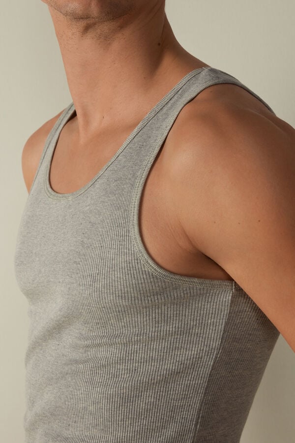 Intimssimi Ribbed Supima Cotton Tank Top Grey | GSGEC24685