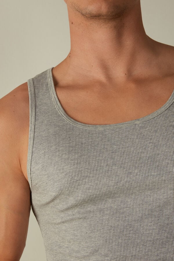 Intimssimi Ribbed Supima Cotton Tank Top Grey | GSGEC24685