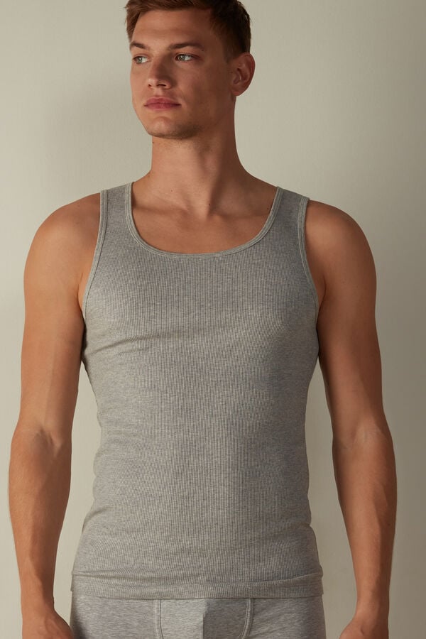 Intimssimi Ribbed Supima Cotton Tank Top Grey | GSGEC24685