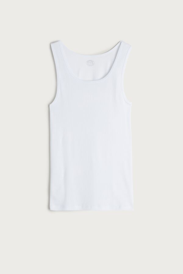 Intimssimi Ribbed Supima Cotton Tank Top White | PSGER70021