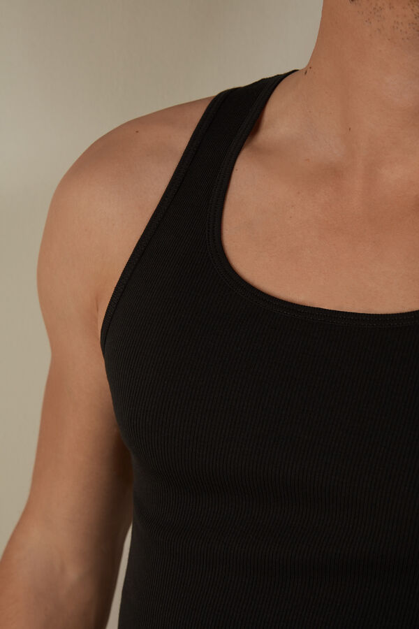 Intimssimi Ribbed Supima Cotton Tank Top Black | SGCVG56247