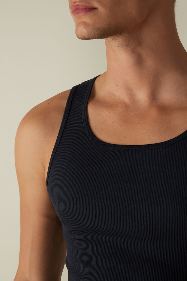 Intimssimi Ribbed Supima Cotton Tank Top Blue | SGCVG68450