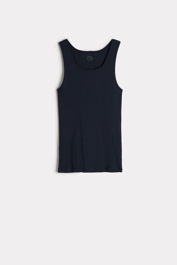 Intimssimi Ribbed Supima Cotton Tank Top Blue | SGCVG68450