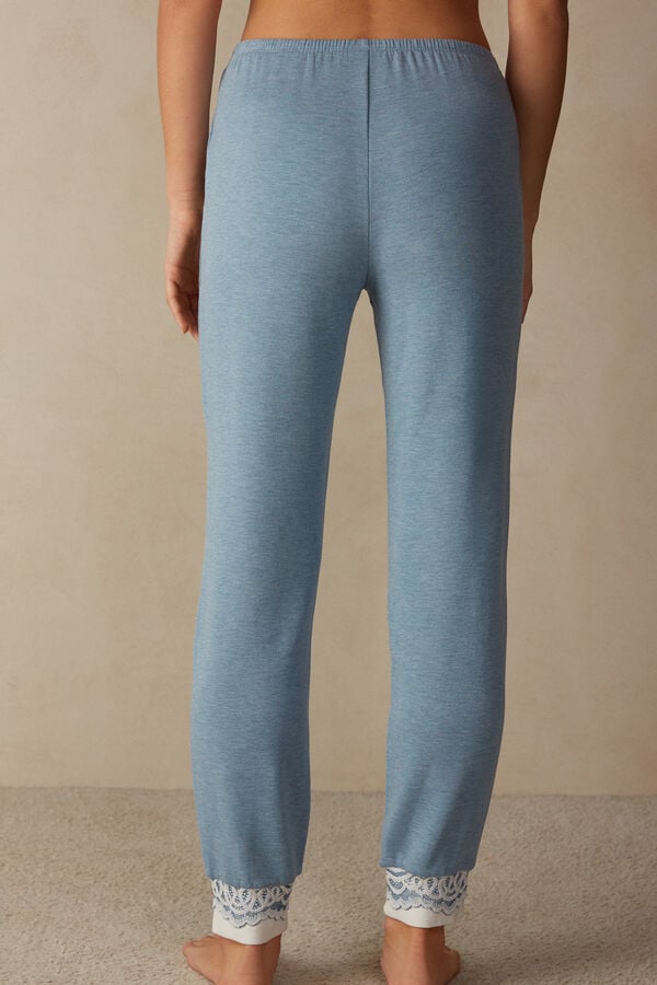 Intimssimi Romantic Bedroom Cuffed Full Length Pants in Modal with Wool Light Blue | SGXMI65465