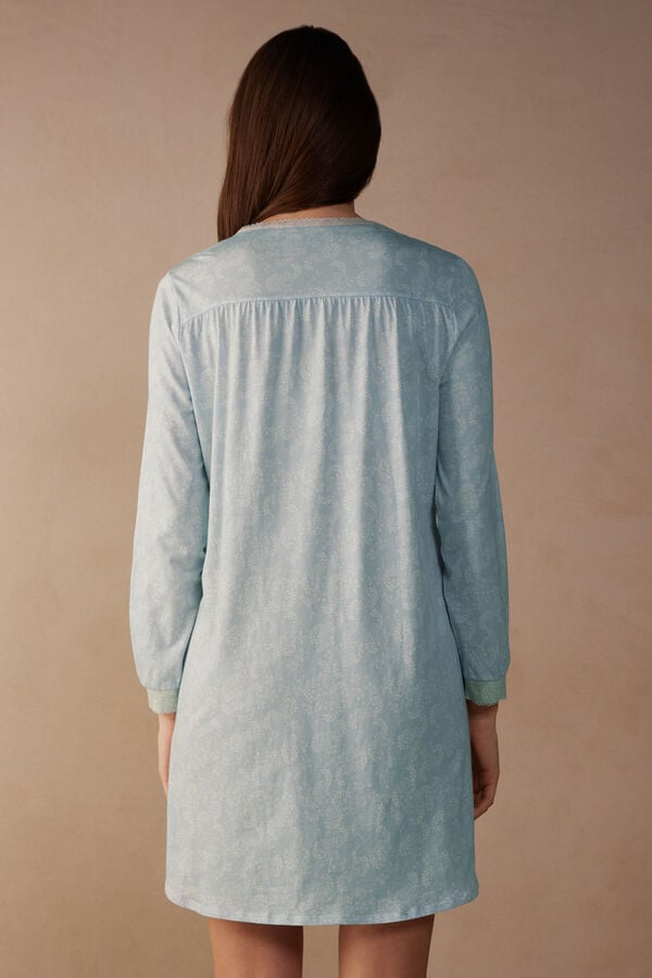 Intimssimi Romantic Cashmere Button Up Night Shirt Light Blue | ESGVG29000