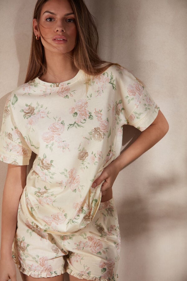 Intimssimi Scent of Roses Short Sleeve Cotton T-shirt Print | SSGNY85997