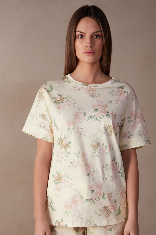 Intimssimi Scent of Roses Short Sleeve Cotton T-shirt Print | SSGNY85997