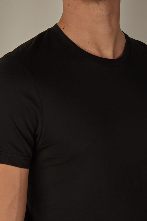 Intimssimi Short Sleeve Crew Neck T Shirt in Supima® Cotton Black | ASGWC86102