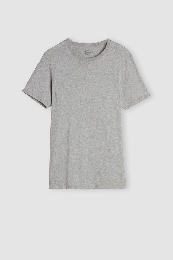 Intimssimi Short Sleeve Crew Neck T Shirt in Supima® Cotton Grey | MSGHR19784