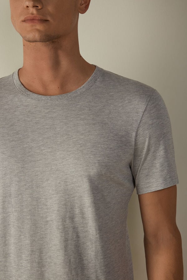 Intimssimi Short Sleeve Crew Neck T Shirt in Supima® Cotton Grey | SGQAV48560