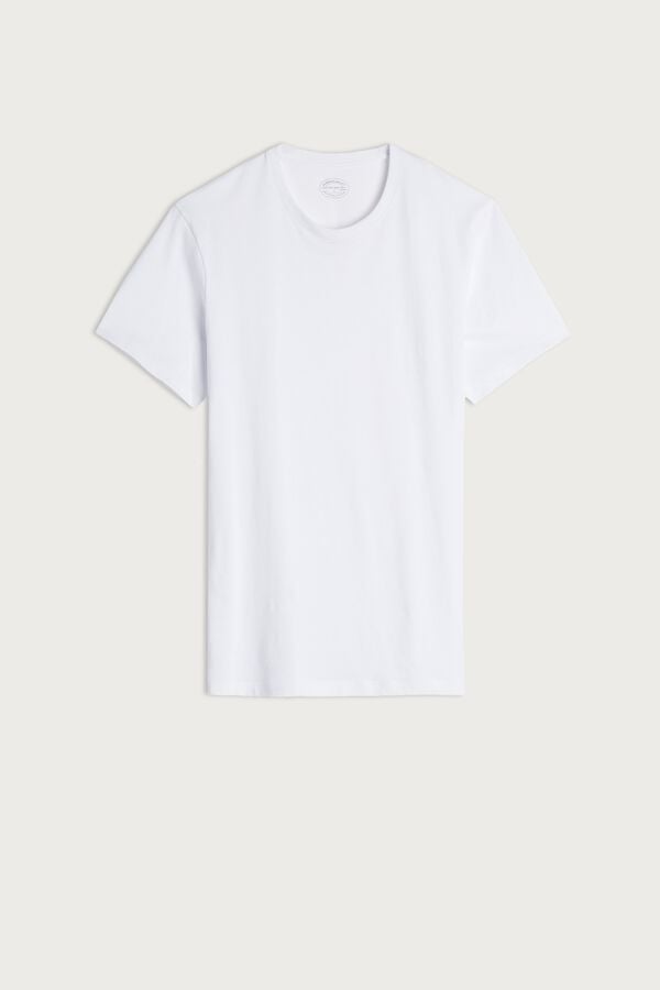 Intimssimi Short Sleeve Crew Neck T Shirt in Supima® Cotton White | SGXBR97091