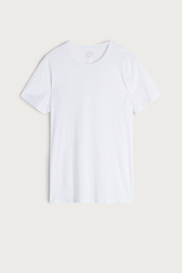 Intimssimi Short-Sleeve Crew-Neck T-Shirt in Extra-Fine Supima® Cotton White | USGTG59953