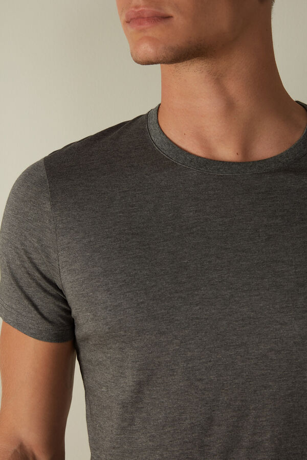 Intimssimi Short Sleeve Crew Neck T Shirt in Supima® Cotton Dark Grey | XSGBH65111