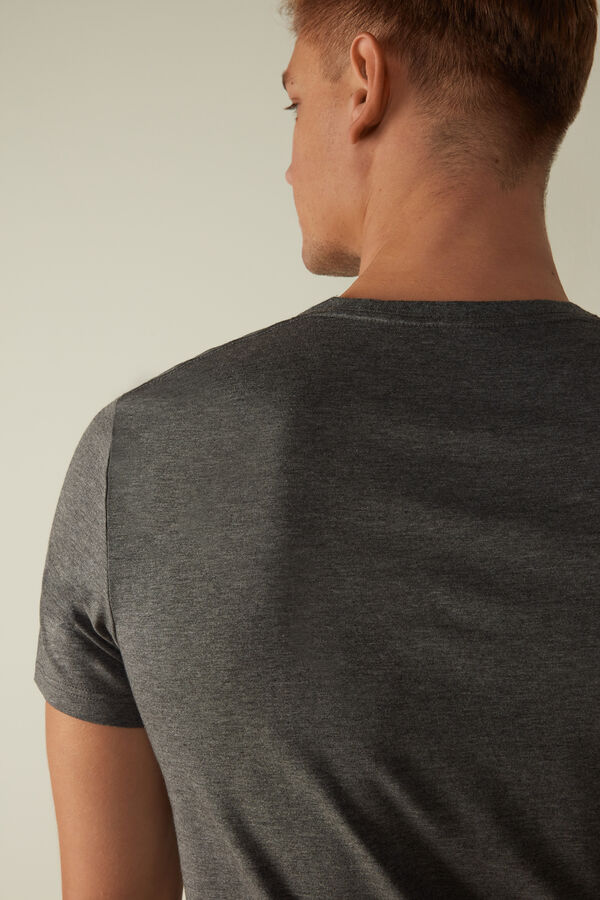 Intimssimi Short Sleeve Crew Neck T Shirt in Supima® Cotton Dark Grey | XSGBH65111