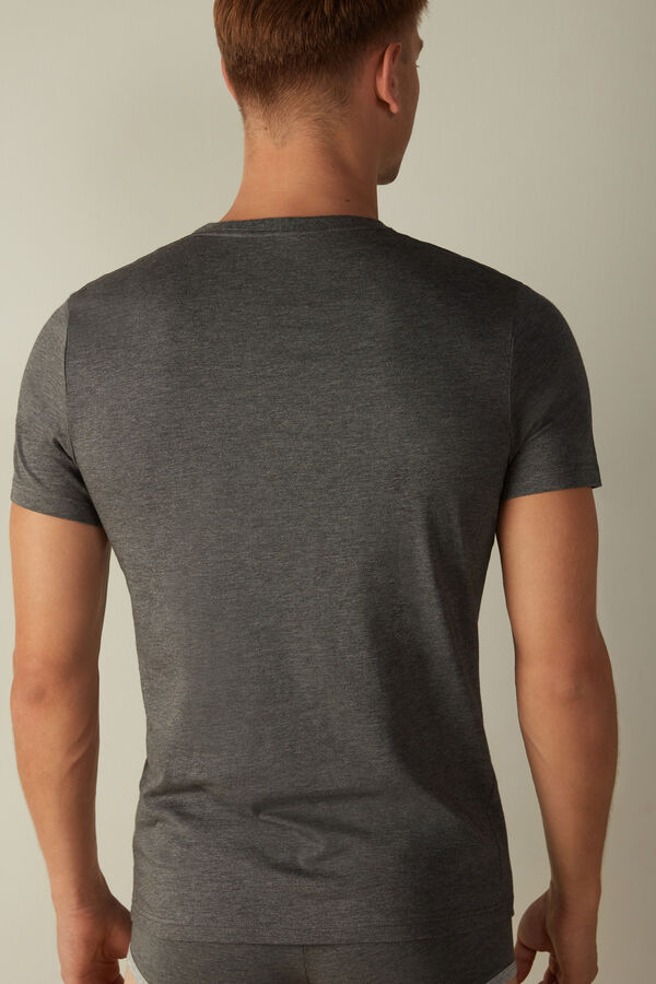 Intimssimi Short Sleeve Crew Neck T Shirt in Supima® Cotton Dark Grey | XSGBH65111