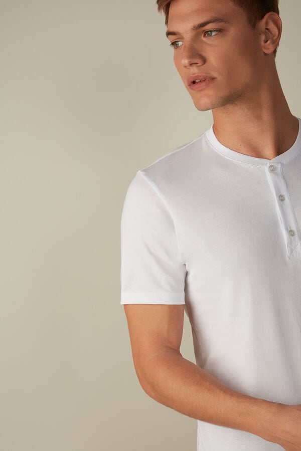 Intimssimi Short-Sleeved Supima® Cotton Shirt White | MSGFT24583