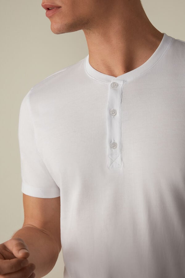 Intimssimi Short-Sleeved Supima® Cotton Shirt White | MSGFT24583