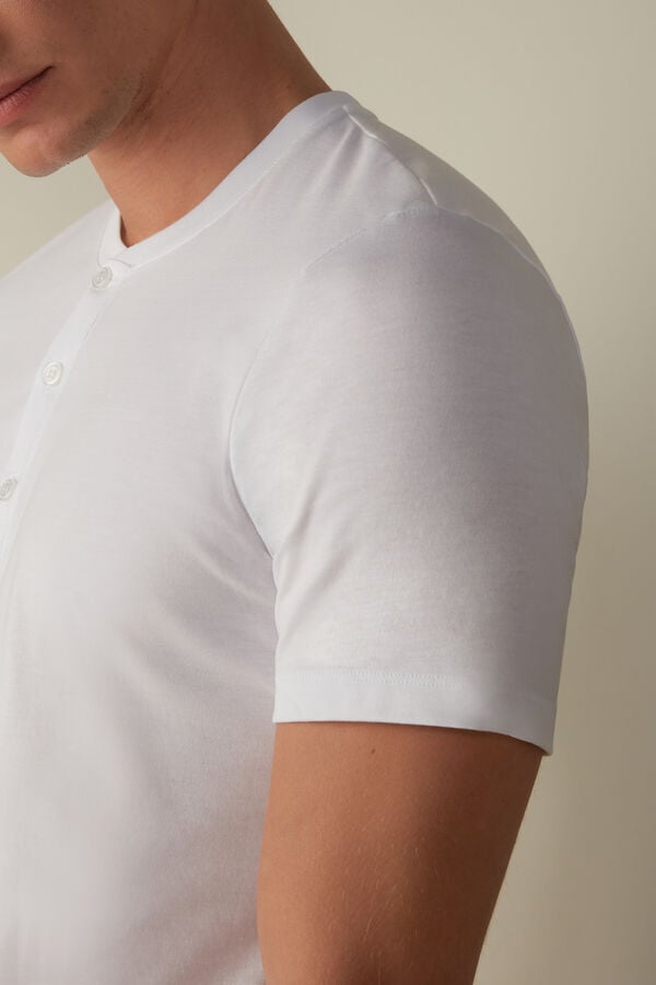 Intimssimi Short-Sleeved Supima® Cotton Shirt White | MSGFT24583