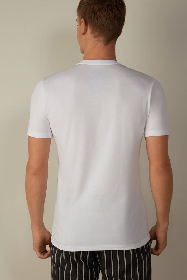 Intimssimi Short-Sleeved Supima® Cotton Shirt White | MSGFT24583