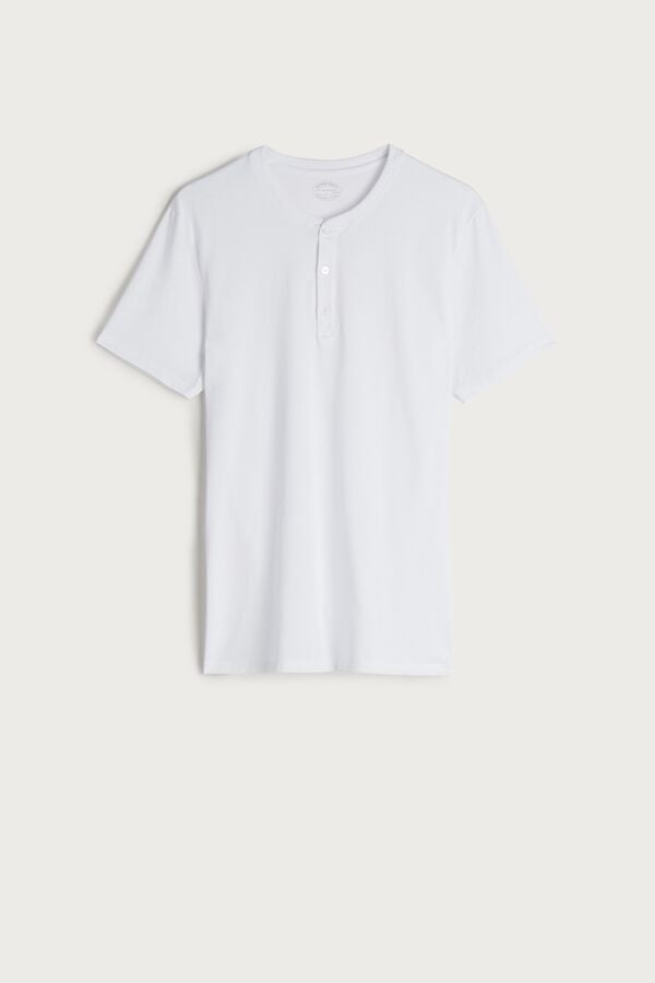 Intimssimi Short-Sleeved Supima® Cotton Shirt White | MSGFT24583