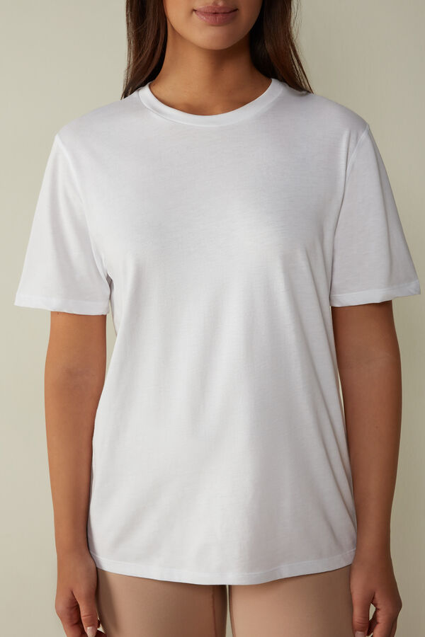 Intimssimi Short-Sleeved Supima® Cotton Top White | SGQCS16650